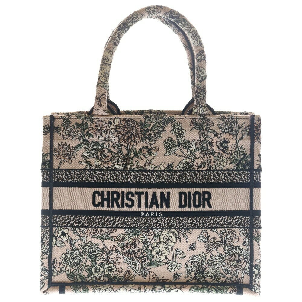 Christian Dior Book Tote Floral Flower Jacquard Canvas Hand Bag Pink